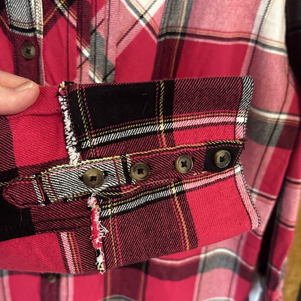 We The Free Burgundy and White Plaid Shirt - Picture 3 of 4